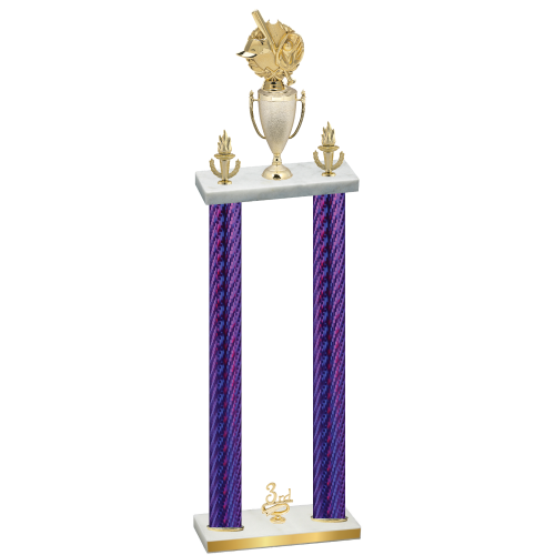 Double Purple Carbon Fiber Third Place Baseball Trophy