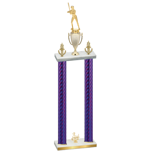 Double Purple Carbon Fiber Third Place Softball Trophy
