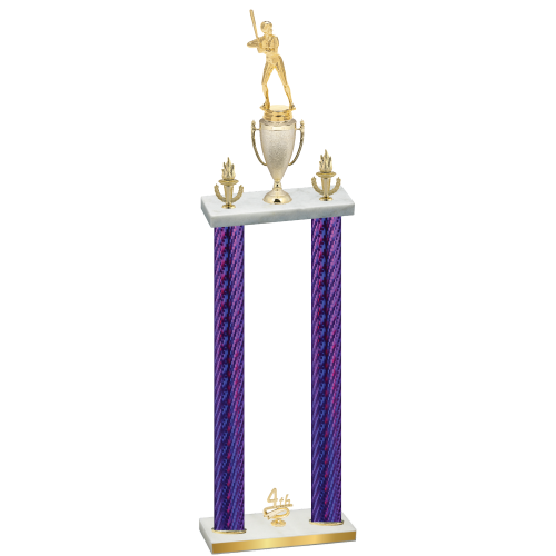 Double Purple Carbon Fiber Fourth Place Softball Trophy