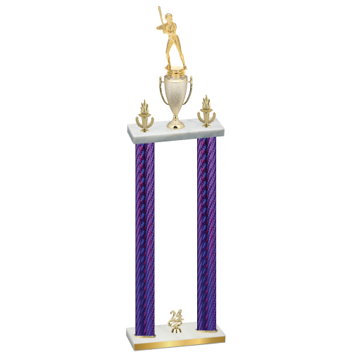 Double Purple Carbon Fiber Year Softball Trophy