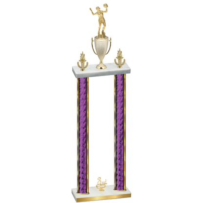 Double Purple Glacier Third Place Volleyball Trophy