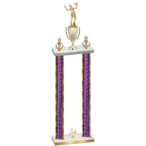 Double Purple Glacier Fourth Place Volleyball Trophy