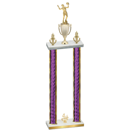 Double Purple Glacier Fourth Place Volleyball Trophy