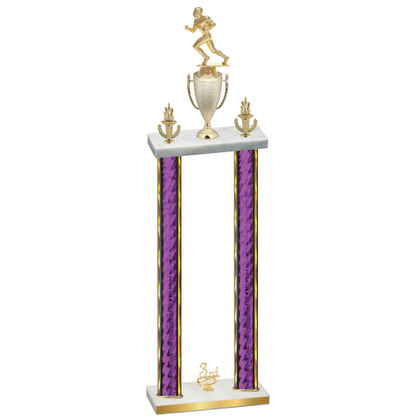 Double Purple Glacier Third Place Football Trophy