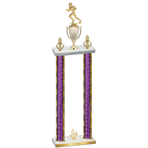 Double Purple Glacier Fourth Place Football Trophy
