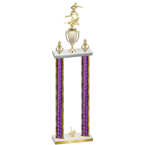 Double Purple Glacier First Place Flag Football Trophy
