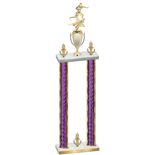 Double Purple Glacier Victory Flag Football Trophy