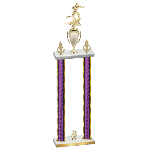 Double Purple Glacier Year Flag Football Trophy
