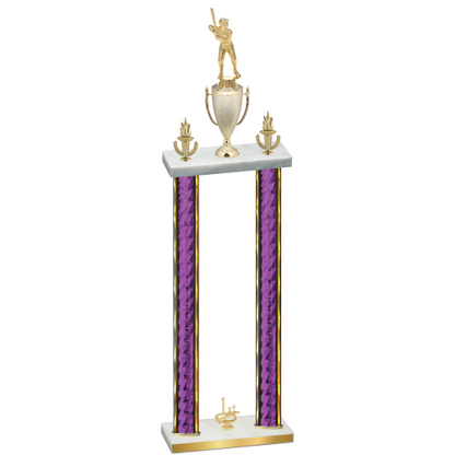 Double Purple Glacier First Place Baseball Trophy