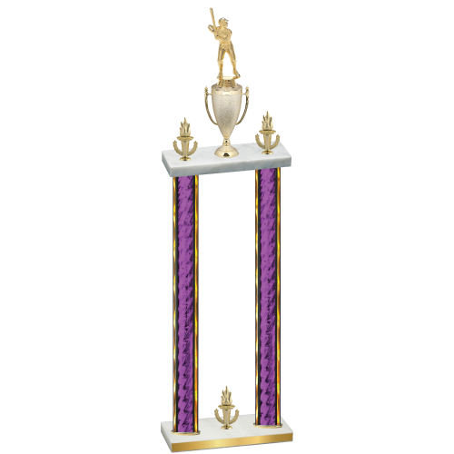 Double Purple Glacier Victory Baseball Trophy