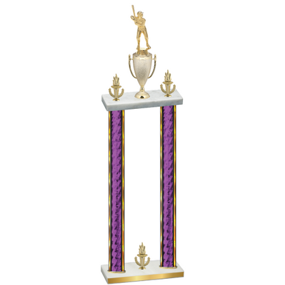 Double Purple Glacier Victory Baseball Trophy