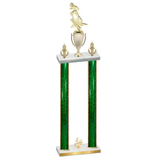 Double Green Glacier Fourth Place Football Trophy