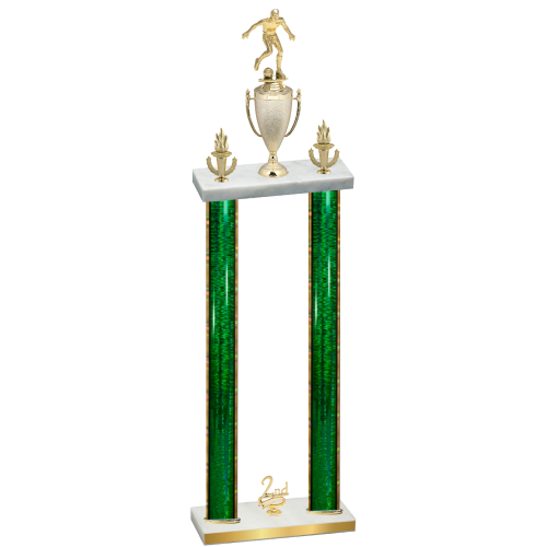 Double Green Glacier Second Place Soccer Trophy