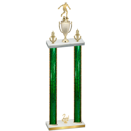 Double Green Glacier Second Place Soccer Trophy