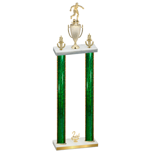 Double Green Glacier Second Place Soccer Trophy