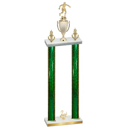 Double Green Glacier Second Place Soccer Trophy
