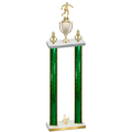 Double Green Glacier Third Place Soccer Trophy
