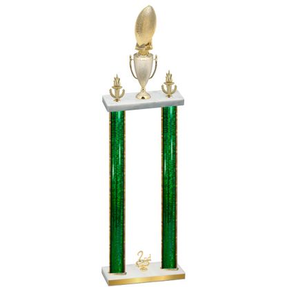Double Green Glacier Second Place Football Trophy