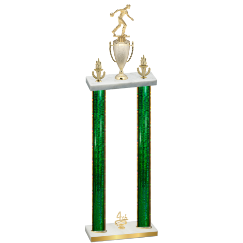 Double Green Glacier Fourth Place Bowling Trophy