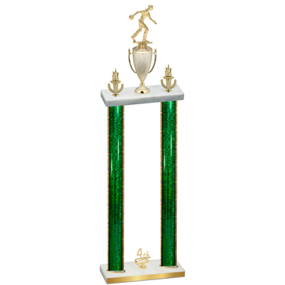 Double Green Glacier Fourth Place Bowling Trophy