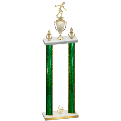Double Green Glacier Fourth Place Bowling Trophy