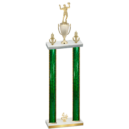 Double Green Glacier Fourth Place Volleyball Trophy