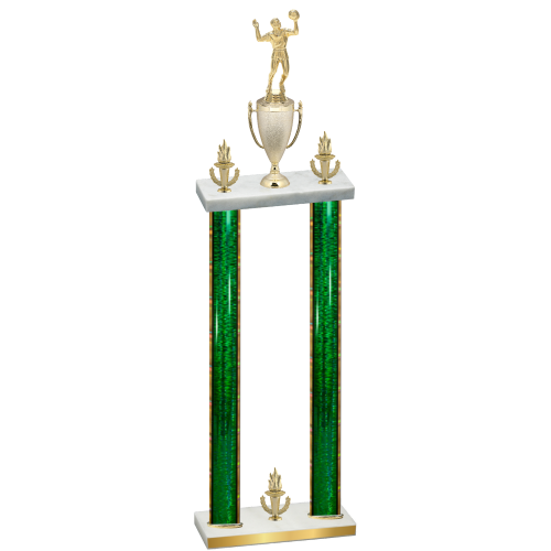 Double Green Glacier Victory Volleyball Trophy