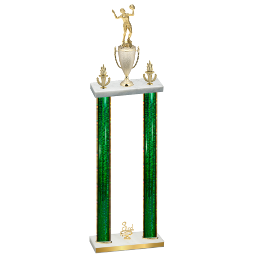 Double Green Glacier Third Place Volleyball Trophy