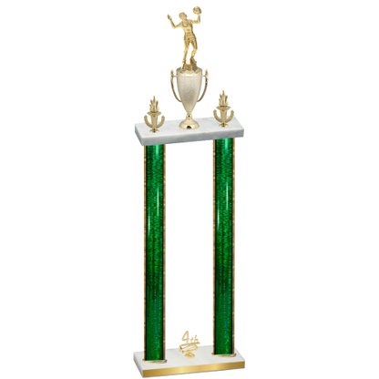 Double Green Glacier Fourth Place Volleyball Trophy