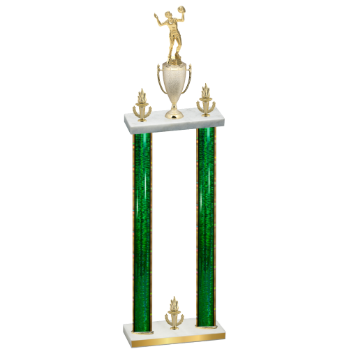 Double Green Glacier Victory Volleyball Trophy