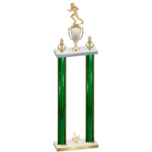 Double Green Glacier Third Place Football Trophy