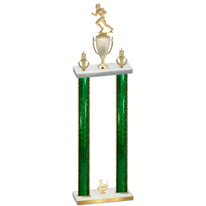 Double Green Glacier Third Place Football Trophy