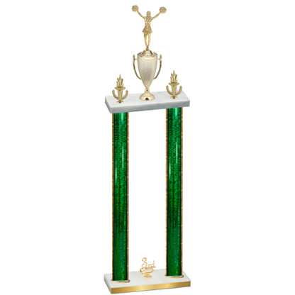 Double Green Glacier Third Place Cheerleading Trophy