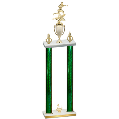Double Green Glacier Third Place Flag Football Trophy