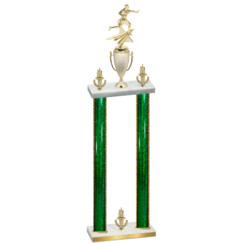 Double Green Glacier Victory Flag Football Trophy