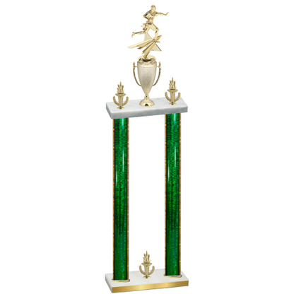 Double Green Glacier Victory Flag Football Trophy