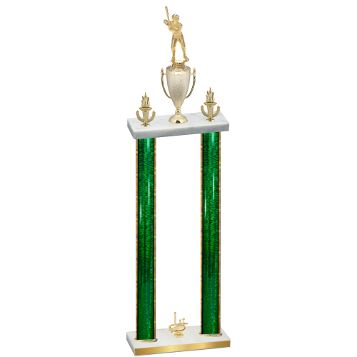 Double Green Glacier First Place Baseball Trophy