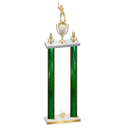 Double Green Glacier First Place Baseball Trophy