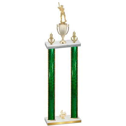 Double Green Glacier Fourth Place Baseball Trophy