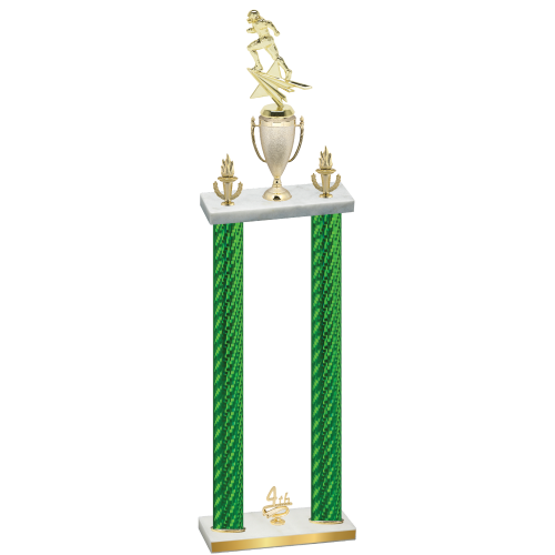 Double Green Carbon Fiber Fourth Place Football Trophy