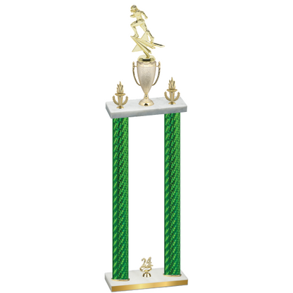 Double Green Carbon Fiber Year Football Trophy