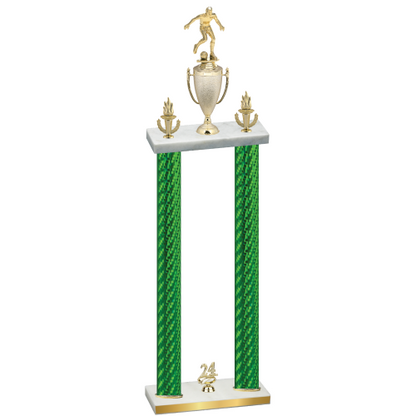 Double Green Carbon Fiber Year Soccer Trophy