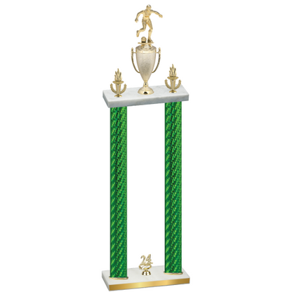 Double Green Carbon Fiber Year Soccer Trophy