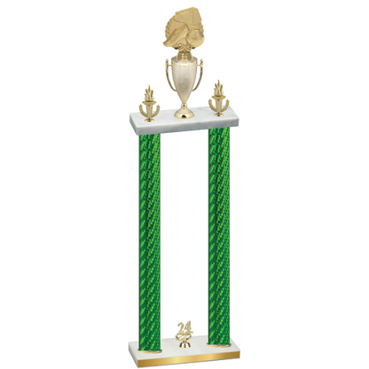 Double Green Carbon Fiber Year Soccer Trophy