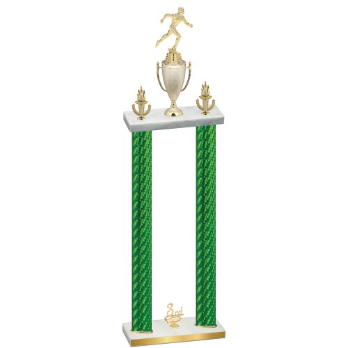 Double Green Carbon Fiber Third Place Running Trophy