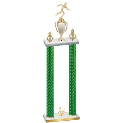 Double Green Carbon Fiber Third Place Running Trophy