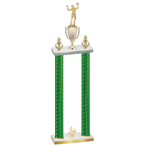 Double Green Carbon Fiber Fourth Place Volleyball Trophy