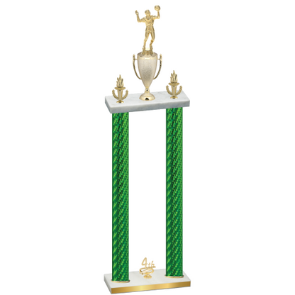 Double Green Carbon Fiber Fourth Place Volleyball Trophy