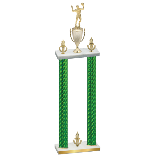Double Green Carbon Fiber Victory Volleyball Trophy