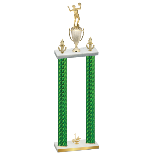 Double Green Carbon Fiber First Place Volleyball Trophy